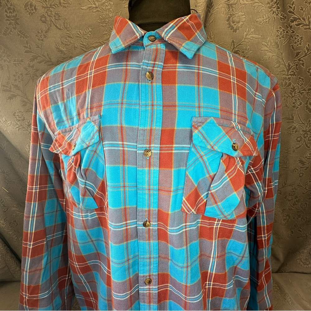 The North Face Plaid Blue Red Button Up Shirt XL 51” Chest